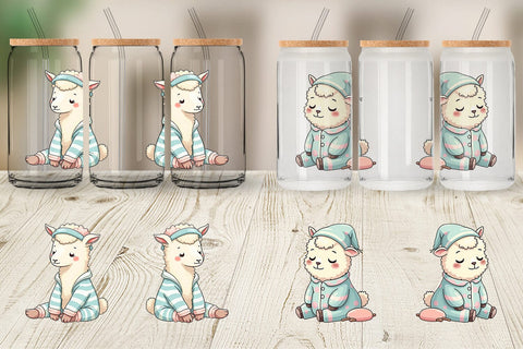 Glass Can Sleepy Alpaca Sublimation artnoy 