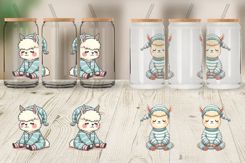 Glass Can Sleepy Alpaca Sublimation artnoy 
