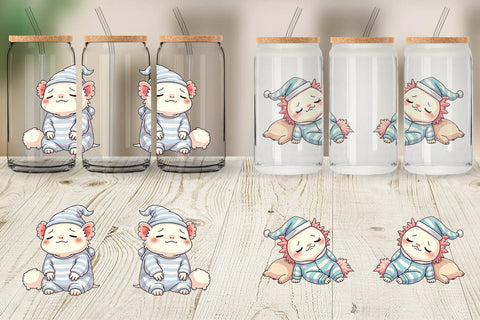 Glass Can Sleepy Axolotl Sublimation artnoy 