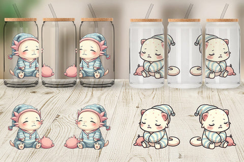 Glass Can Sleepy Axolotl Sublimation artnoy 