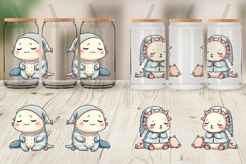 Glass Can Sleepy Axolotl Sublimation artnoy 