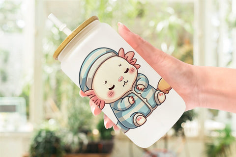 Glass Can Sleepy Axolotl Sublimation artnoy 