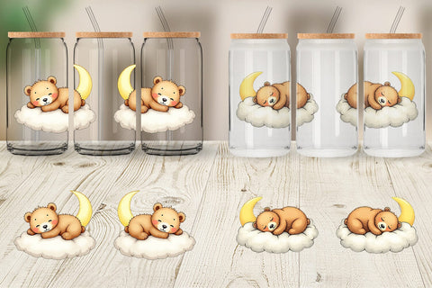 Glass Can Sleepy Bear Cloud Sublimation artnoy 