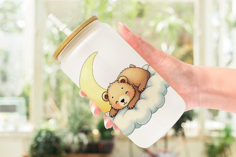 Glass Can Sleepy Bear Cloud Sublimation artnoy 