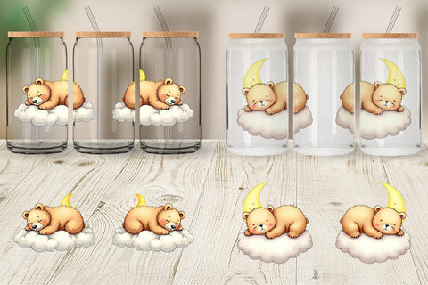 Glass Can Sleepy Bear Cloud Sublimation artnoy 