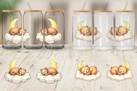 Glass Can Sleepy Bear Cloud Sublimation artnoy 