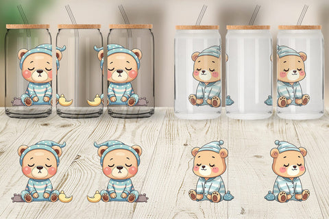 Glass Can Sleepy Bear Sublimation artnoy 