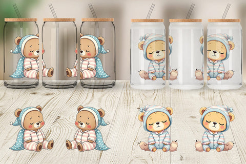 Glass Can Sleepy Bear Sublimation artnoy 