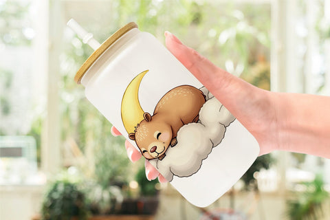 Glass Can Sleepy Capybara Cloud Sublimation artnoy 