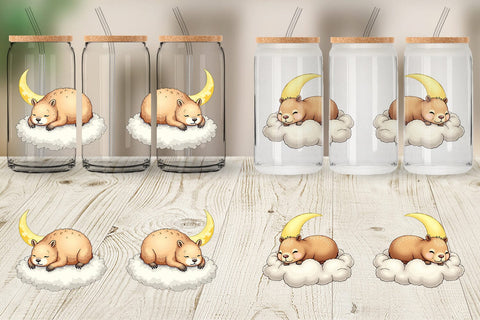 Glass Can Sleepy Capybara Cloud Sublimation artnoy 