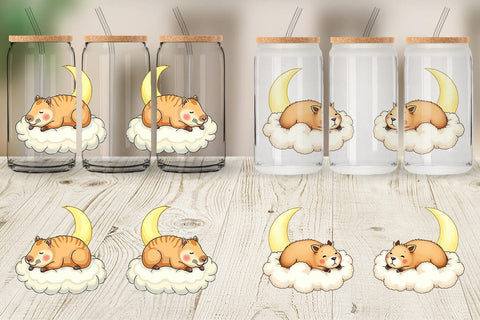 Glass Can Sleepy Capybara Cloud Sublimation artnoy 