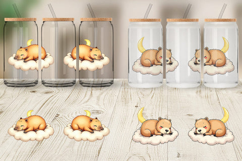 Glass Can Sleepy Capybara Cloud Sublimation artnoy 
