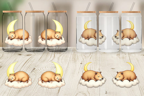 Glass Can Sleepy Capybara Cloud Sublimation artnoy 