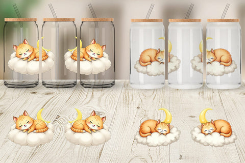 Glass Can Sleepy Cat Cloud Sublimation artnoy 