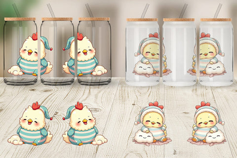 Glass Can Sleepy Chicken Sublimation artnoy 
