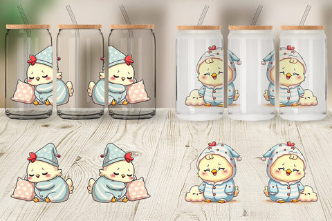 Glass Can Sleepy Chicken Sublimation artnoy 