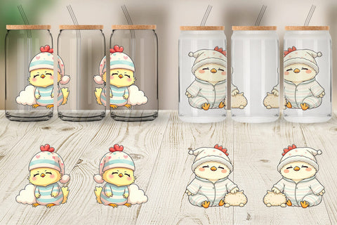 Glass Can Sleepy Chicken Sublimation artnoy 