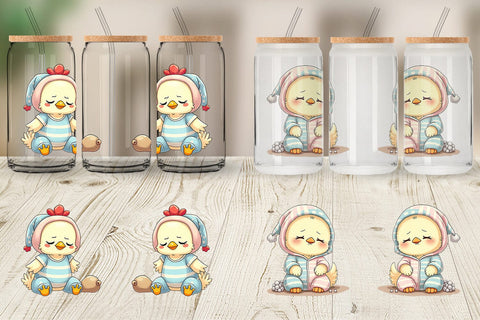 Glass Can Sleepy Chicken Sublimation artnoy 