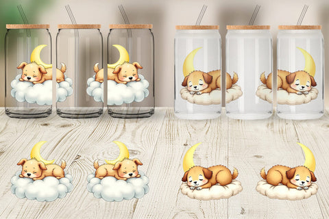 Glass Can Sleepy Dog Cloud Sublimation artnoy 