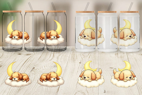 Glass Can Sleepy Dog Cloud Sublimation artnoy 