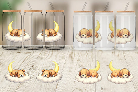 Glass Can Sleepy Dog Cloud Sublimation artnoy 