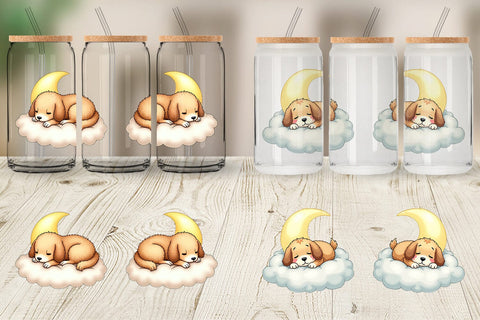 Glass Can Sleepy Dog Cloud Sublimation artnoy 