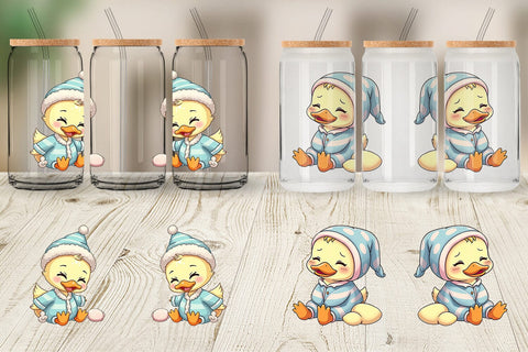 Glass Can Sleepy Duck Sublimation artnoy 