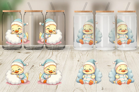 Glass Can Sleepy Duck Sublimation artnoy 