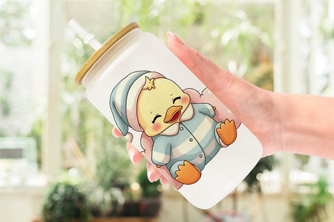 Glass Can Sleepy Duck Sublimation artnoy 