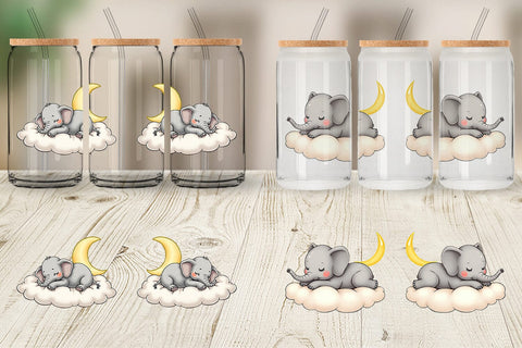 Glass Can Sleepy Elephant Cloud Sublimation artnoy 