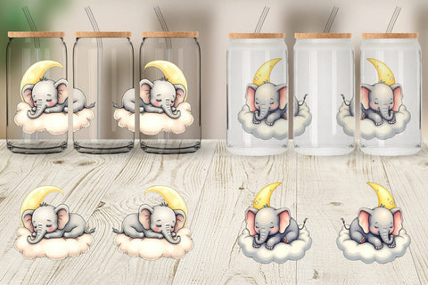 Glass Can Sleepy Elephant Cloud Sublimation artnoy 