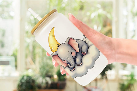 Glass Can Sleepy Elephant Cloud Sublimation artnoy 