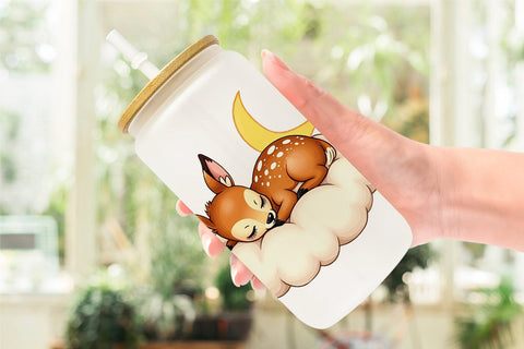 Glass Can Sleepy Fawn Cloud Sublimation artnoy 
