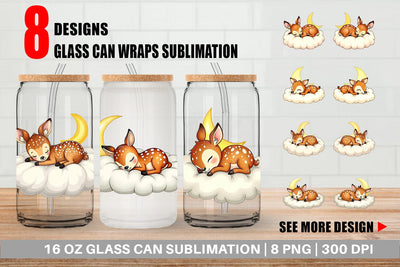 Glass Can Sleepy Fawn Cloud Sublimation artnoy 