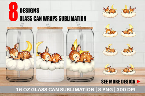 Glass Can Sleepy Fawn Cloud Sublimation artnoy 