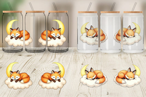 Glass Can Sleepy Fox Cloud Sublimation artnoy 