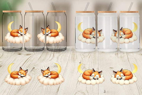 Glass Can Sleepy Fox Cloud Sublimation artnoy 