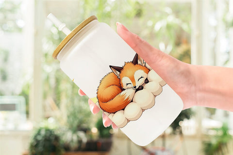 Glass Can Sleepy Fox Cloud Sublimation artnoy 