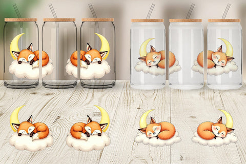 Glass Can Sleepy Fox Cloud Sublimation artnoy 