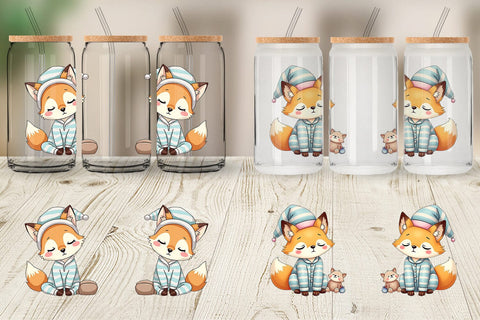 Glass Can Sleepy Fox Sublimation artnoy 