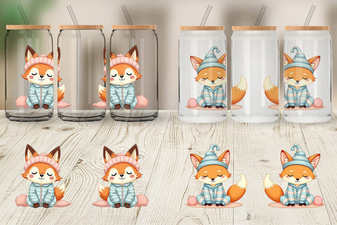 Glass Can Sleepy Fox Sublimation artnoy 