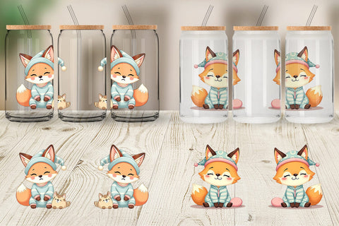 Glass Can Sleepy Fox Sublimation artnoy 