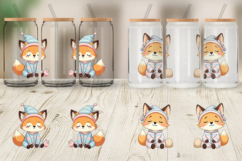 Glass Can Sleepy Fox Sublimation artnoy 