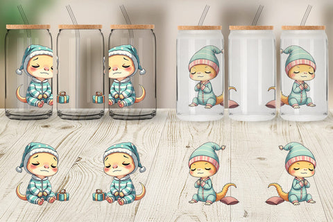 Glass Can Sleepy Gecko Sublimation artnoy 