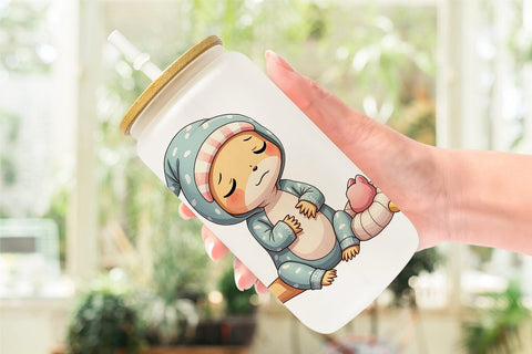 Glass Can Sleepy Gecko Sublimation artnoy 