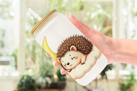 Glass Can Sleepy Hedgehog Cloud Sublimation artnoy 