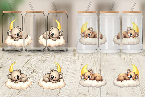 Glass Can Sleepy Koala Cloud Sublimation artnoy 