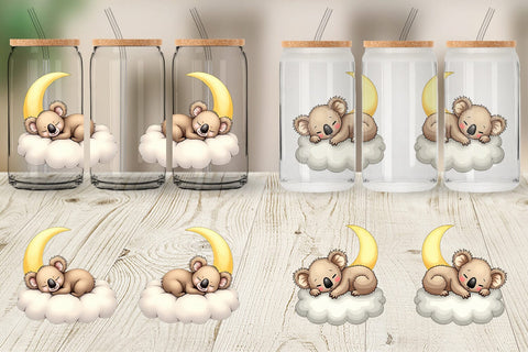 Glass Can Sleepy Koala Cloud Sublimation artnoy 