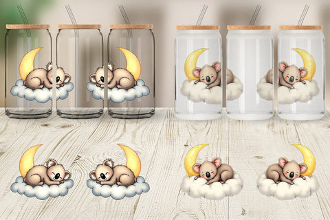 Glass Can Sleepy Koala Cloud Sublimation artnoy 