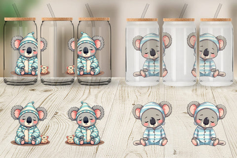 Glass Can Sleepy Koala Sublimation artnoy 